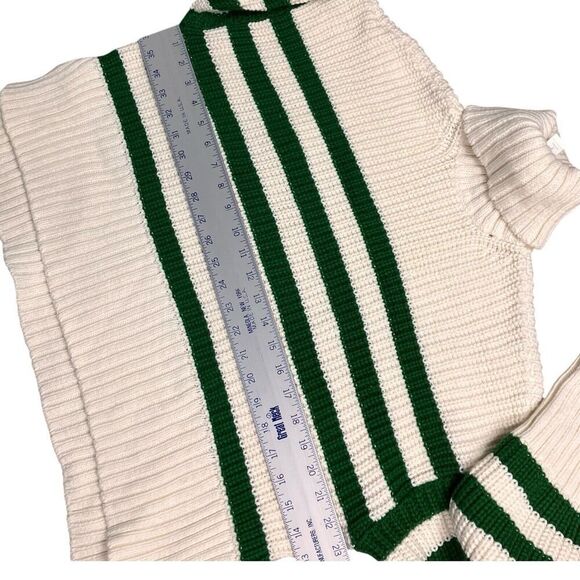 Madewell Sweater Womens‎ M Cream Ribbed Green Striped Wide Turtleneck NO064 - Picture 4 of 14